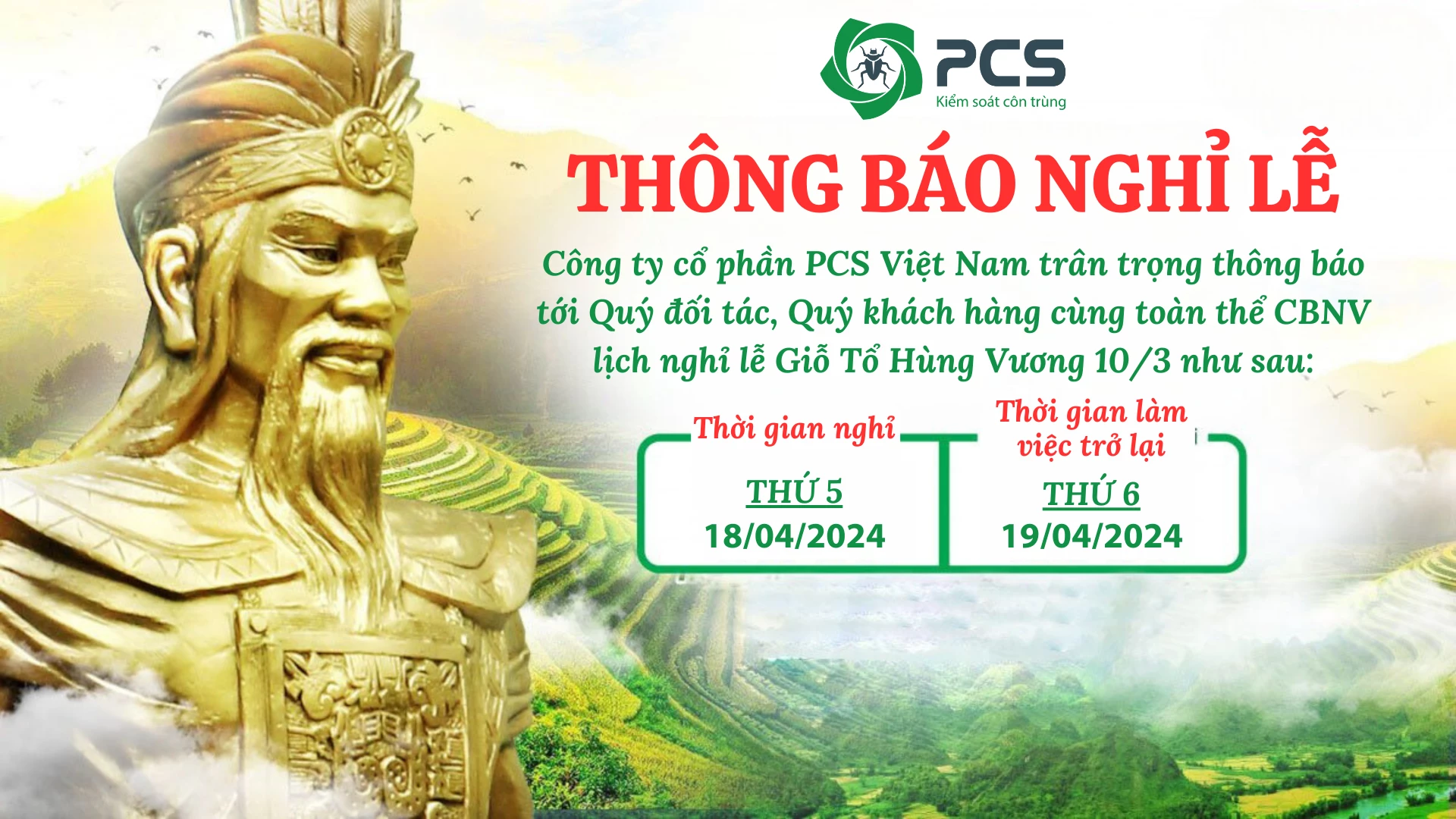 THÔNG BÁO NGHỈ LỄ GIỖ TỔ HÙNG VƯƠNG 10/3