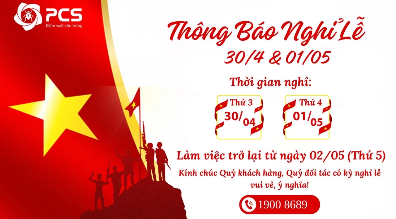 THÔNG BÁO NGHỈ LỄ NGÀY CHIẾN THẮNG 30/4 & QUỐC TẾ LAO ĐỘNG 01/05